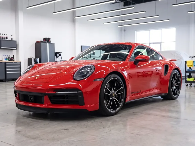 Red Porsche 911 with a fresh ceramic coating, deep gloss